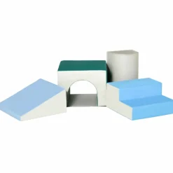 Kinder-Softplay-Set, hellgrau/blau/grün, Kunstleder/Schaumstoff