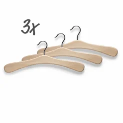 Kleiderbügel, 3x Garderobenbügel, Bambus, natur