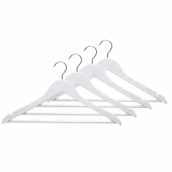 Kleiderbügel, 4x Kleiderbügel, holz/metall, weiß