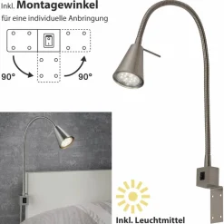 LED-Bettleuchte »TUSO«, Ø: , Höhe: 40,3 cm, nickelfarben matt