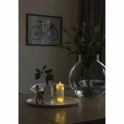 LED-Echtwachskerze, Wachs, Höhe: 12,7 cm