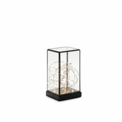 LED Glaslaterne, holz/metall, BxHxL: 11 x 20 x 11 cm, inkl. Leuchtmittel