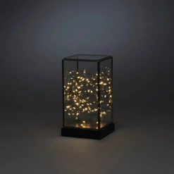 LED Glaslaterne, holz/metall, BxHxL: 11 x 20 x 11 cm, inkl. Leuchtmittel