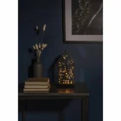 LED Glaslaterne, holz/metall, BxHxL: 11 x 24,5 x 11 cm, inkl. Leuchtmittel