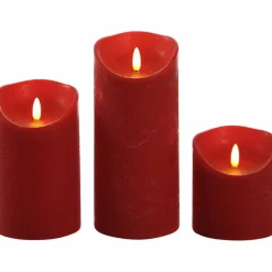 LED-Kerze »3D Rustic FLAME«, Ø 9 cm, rot, Timer