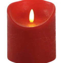 LED-Kerze »3D Rustic FLAME«, Ø 9 cm, rot, Timer