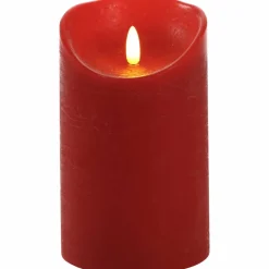 LED-Kerze »3D Rustic FLAME«, Ø 9 cm, rot, Timer