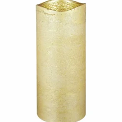 LED-Kerze »Rustic«, Ø 7,5 cm, goldfarben, Timerfunktion, 3D-Flacker-Effekt, Timer