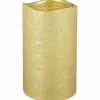LED-Kerze »Rustic«, Ø 7,5 cm, goldfarben, Timerfunktion, 3D-Flacker-Effekt, Timer