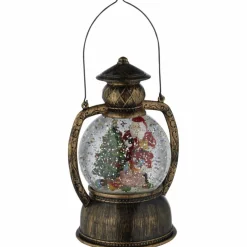 LED-Kugellaterne, kugelförmig, Höhe: 20 cm, batterie, goldfarben/grün/rot