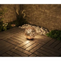LED-Kugelleuchte, 9,6 W, 3000 K, 850 lm, kupferfarben, ⌀ 25 cm, Glitzereffekt