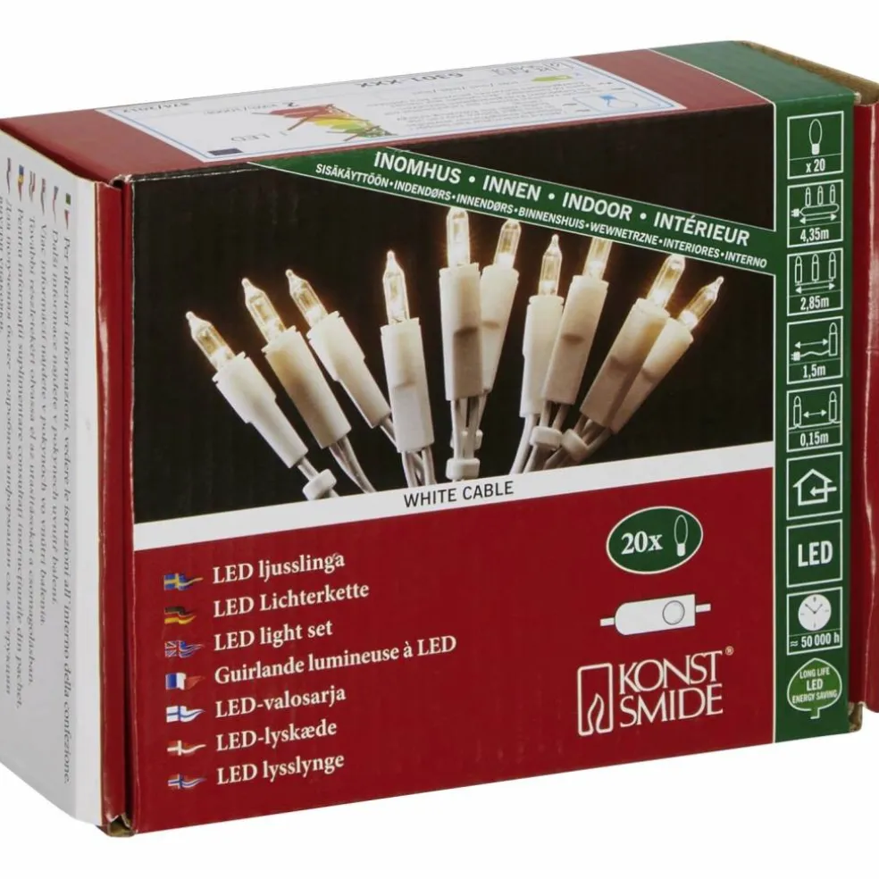 LED-Lichterkette, 4,35 m mit 20 LED, warmweiß