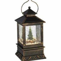 LED-Schneelaterne, eckig, Höhe: 22 cm, batterie, braun