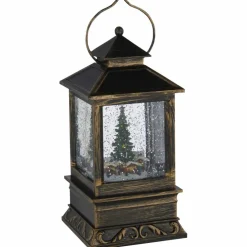 LED-Schneelaterne, eckig, Höhe: 22 cm, batterie, braun