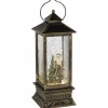 LED-Schneelaterne, eckig, Höhe: 27 cm, batterie, weiss/rot/braun/grün