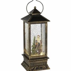LED-Schneelaterne, eckig, Höhe: 27 cm, batterie, weiss/rot/braun/grün