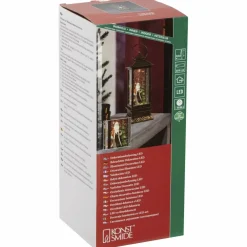 LED-Schneelaterne, eckig, Höhe: 27 cm, batterie, weiss/rot/braun/grün