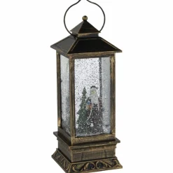 LED-Schneelaterne, eckig, Höhe: 27 cm, batterie, weiss/rot/braun/grün