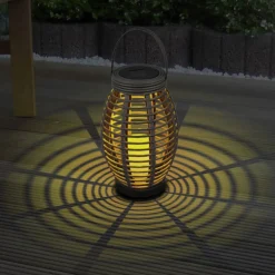 LED-Solarleuchte »Manila«, H: ca. 25 cm, oval, taupe, Flackerlicht