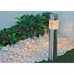 LED-Solarleuchte »Tale«, ØxH: 7,5 x 56 cm, Glas, silberfarben, warmweiß
