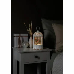 LED-Wasserlaterne, Gimpel im Baum, ø: 12 cm, Batteriebetrieb/USB-Anschluss, weiß