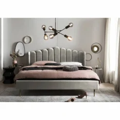 Muschelbett, beige/goldfarben, MDF/Samt (100% Polyester)/Metall