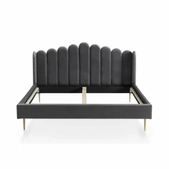 Muschelbett, grau/goldfarben, MDF/Samt (100% Polyester)/Metall
