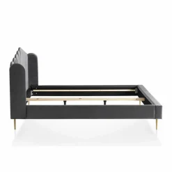 Muschelbett, grau/goldfarben, MDF/Samt (100% Polyester)/Metall