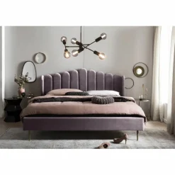 Muschelbett, rose/goldfarben, MDF/Samt (100% Polyester)/Metall