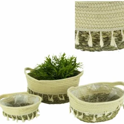 Pflanzkorb, Baumwolle, creme/natur