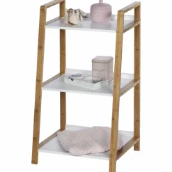 Regal, BxHxL: 43 x 76 x 36 cm, bambus/mitteldichte Faserplatte(MDF), braun/weiß