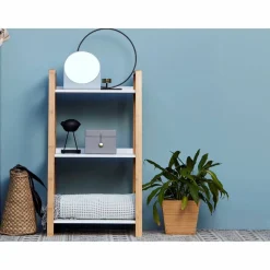 Regal, BxHxL: 43 x 76 x 36 cm, bambus/mitteldichte Faserplatte(MDF), braun/weiß