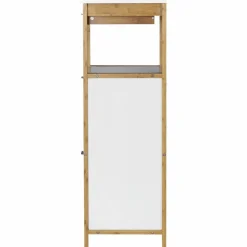 Regal, BxHxL: 34 x 89 x 30 cm, bambus/mitteldichte Faserplatte(MDF), braun/weiß