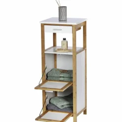 Regal, BxHxL: 34 x 89 x 30 cm, bambus/mitteldichte Faserplatte(MDF), braun/weiß