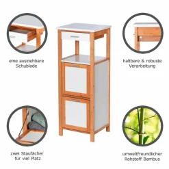 Regal, BxHxL: 34 x 89 x 30 cm, bambus/mitteldichte Faserplatte(MDF), braun/weiß