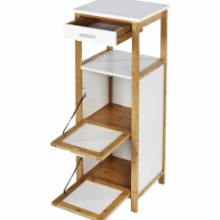 Regal, BxHxL: 34 x 89 x 30 cm, bambus/mitteldichte Faserplatte(MDF), braun/weiß
