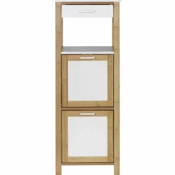 Regal, BxHxL: 34 x 89 x 30 cm, bambus/mitteldichte Faserplatte(MDF), braun/weiß