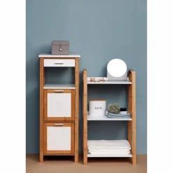 Regal, BxHxL: 34 x 89 x 30 cm, bambus/mitteldichte Faserplatte(MDF), braun/weiß