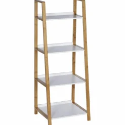 Regal, BxHxL: 43 x 112 x 36 cm, bambus/mitteldichte Faserplatte(MDF), braun/weiß