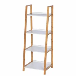 Regal, BxHxL: 43 x 112 x 36 cm, bambus/mitteldichte Faserplatte(MDF), braun/weiß