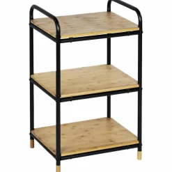 Regal, BxHxL: 42 x 69 x 33,5 cm, bambus/pulverbeschichtetes_Metall, braun/schwarz
