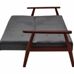 Schlafsofa, Breite: 190 cm, dunkelgrau/kirschbaum