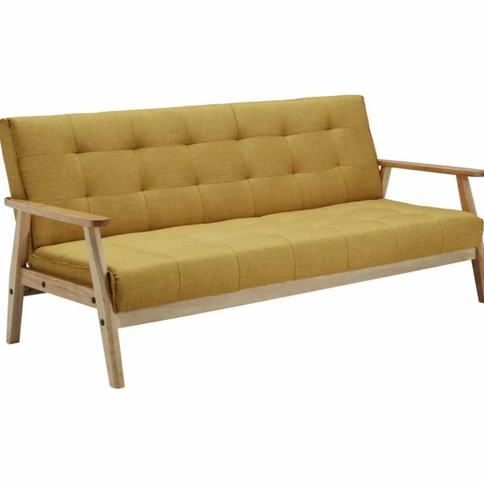 Schlafsofa, Breite: 190 cm, senffarben/natur