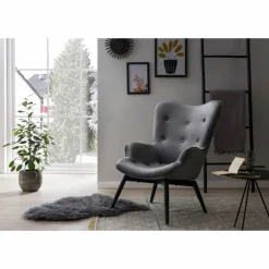 Sessel, Höhe: 92 cm, grau/schwarz