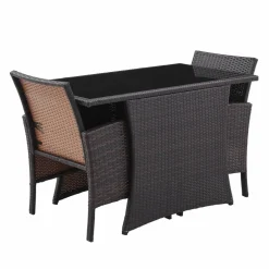 Sitzgruppe »GARTEN«, Polyethylen (PE)/Metall/gehärtetes Glas, braun/schwarz