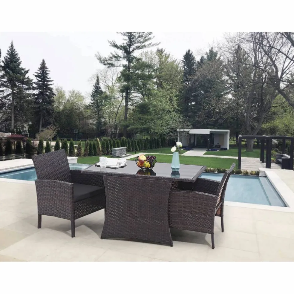 Sitzgruppe »GARTEN«, Polyethylen (PE)/Metall/gehärtetes Glas, braun/schwarz