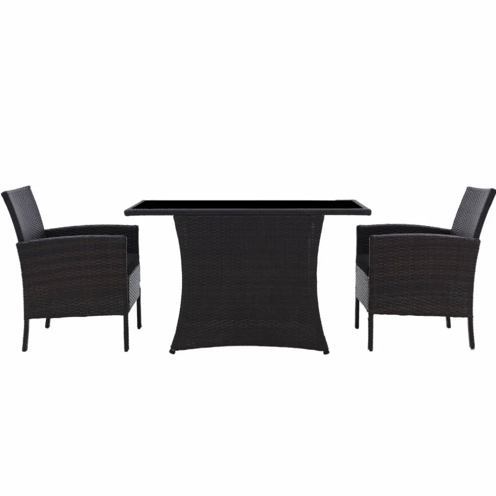 Sitzgruppe »GARTEN«, Polyethylen (PE)/Metall/gehärtetes Glas, braun/schwarz