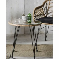 Sitzgruppe, polyrattan|metall|sicherheitsglas, natur|schwarz
