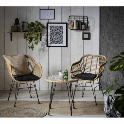 Sitzgruppe, polyrattan|metall|sicherheitsglas, natur|schwarz