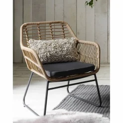 Sitzgruppe, polyrattan|metall|sicherheitsglas, natur|grau|schwarz